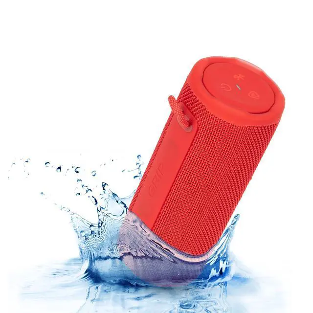 Alt view image 2 of 7 - Grip Portable Bluetooth Speaker Red (GRIPRD) IP68 Waterproof & Dustproof | Bluetooth 5.4 | AI Sound Boost | 14-Hour Battery | Includes Carrying Case & Cleaning Cloth