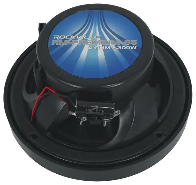 Alt view image 6 of 7 - RM-PREMIUM-65 Black 6.5" 4-Ohm, Marine Boat Speakers Pair | 600W Peak, 150W RMS, 35Hz-20kHz, 93dB Sensitivity, True Coaxial Design, Weather-Resistant Grilles, Mounting Screws