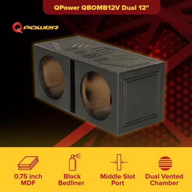 Alt view image 3 of 7 - 12" Dual Subwoofer Box, High-Performance Vented Speaker Enclosure | Car Audio and Sound System Accessories - Portable Equipment for Subwoofers, Black