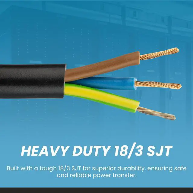 Alt view image 6 of 7 - IronBox Electric IEC C14 Plug to Right Angle C15 Connector Power Cords - 10A, 250V, 18/3 SJT - Heavy Duty Power Supply Extension Cord - UL Listed Power Cable for Computer, PDU, Monitor & More (3 ft)