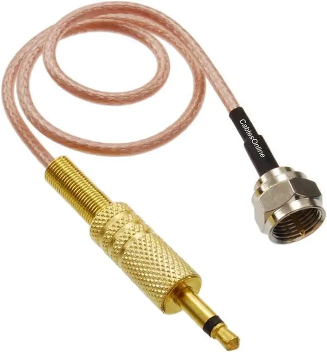 Main image of F-Type Male to 3.5mm (1/8") TS Male 50-Ohm RG316 Coax Low Loss Jumper RF Cable (6-feet)