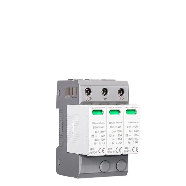 Alt view image 2 of 6 - DC SPD House Surge Protective Device 2P 3P 600V 1000V 1500V Type PV 20-40KA Protector Arrester Low-Voltage Protection EKU5(3P 1500V DC)