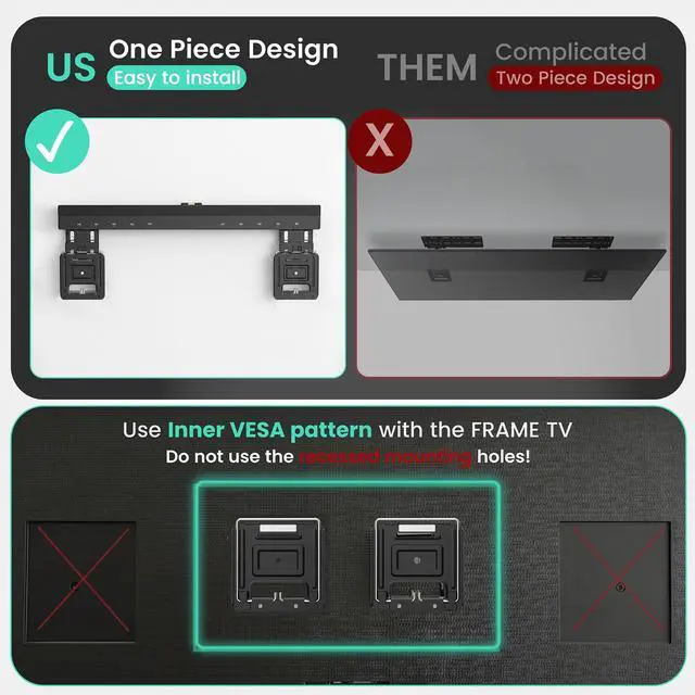Alt view image 3 of 7 - Ultra Slim TV Mount with 17" Media Box for 43-100" TVs | 0.37in micro gap design, hidden AV cable kit with vented cover, adjustable shelf, and straps