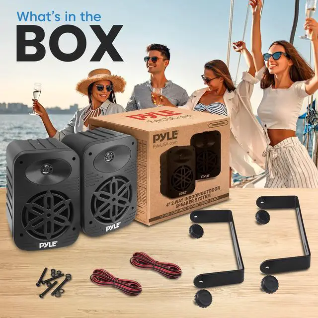 Alt view image 2 of 7 - Usa Indoor Outdoor Speakers Pair - 500 Watt Dual Waterproof 5.25 2-Way Full Range Speaker System w/ 1/2 High Compliance Polymer Tweeter - in-Home, Boat, Marine, Deck, Patio, Poolside (Black)