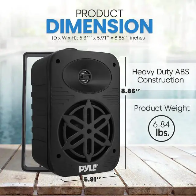 Alt view image 3 of 7 - Usa Indoor Outdoor Speakers Pair - 500 Watt Dual Waterproof 5.25 2-Way Full Range Speaker System w/ 1/2 High Compliance Polymer Tweeter - in-Home, Boat, Marine, Deck, Patio, Poolside (Black)