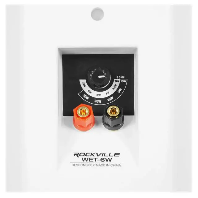 Alt view image 6 of 7 - WET-6W White 6.5" 70V Commercial Indoor/Outdoor Wall Speaker | IPX55 Waterproof, Adjustable Tap 20W, 15W, 10W, 5W, 2.5W, Swivel Bracket, 1" Tweeter, Vented, ABS Cabinet, 8 Ohm