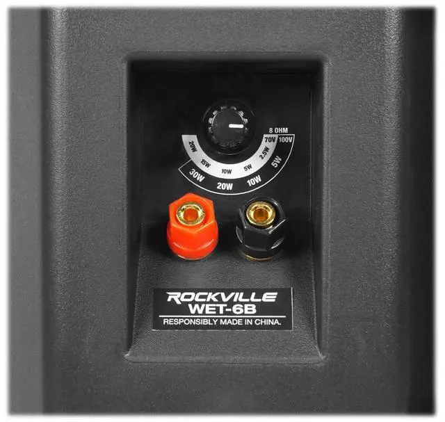 Alt view image 6 of 7 - WET-6B Black 6.5" 70V Indoor/Outdoor Commercial Wall Speaker | IP55 Rated, 50W RMS at 8 Ohm, 70V/100V Compatible, Adjustable Tap Settings, Wall Mount Bracket Included