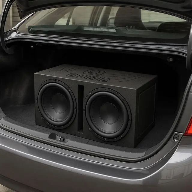 Alt view image 5 of 7 - 12" Dual Subwoofer Box, High-Performance Vented Speaker Enclosure | Car Audio and Sound System Accessories - Portable Equipment for Subwoofers, Black