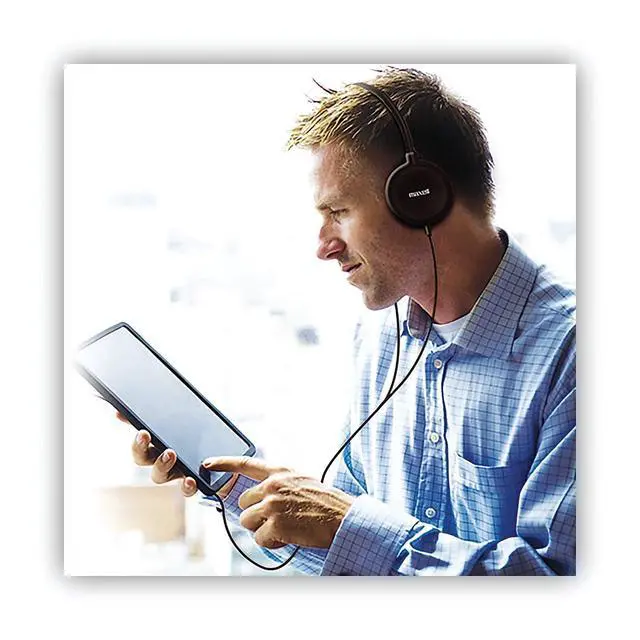 Alt view image 4 of 4 - HP200 Headphone with Microphone, 6 ft Cord, Black