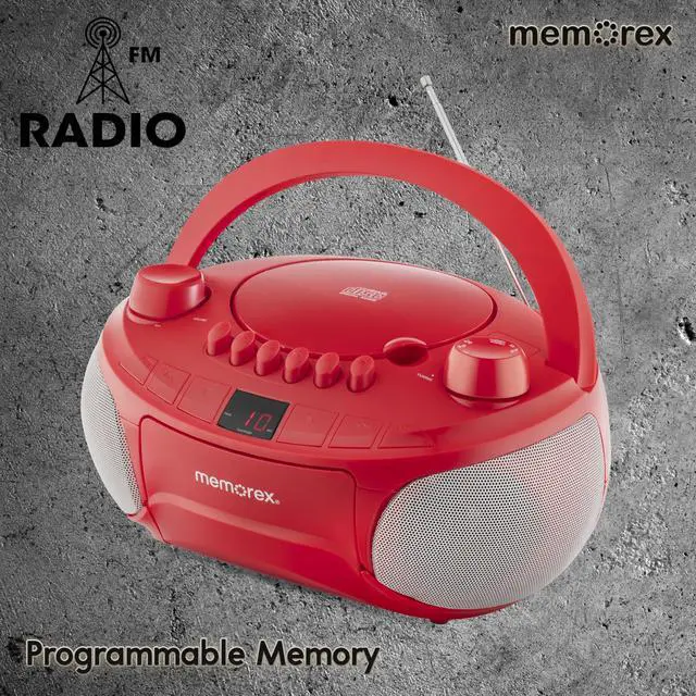 Alt view image 5 of 7 - AM/FM Top Loading Cassette CD Player | Portable Stereo with Programmable Memory | Auxiliary Input, Auto-Stop Deck and LED Display (Red)