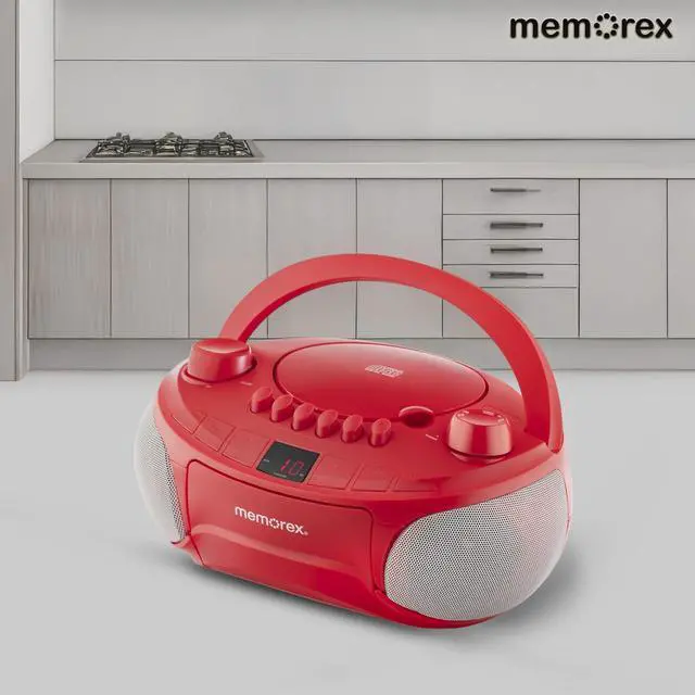 Alt view image 6 of 7 - AM/FM Top Loading Cassette CD Player | Portable Stereo with Programmable Memory | Auxiliary Input, Auto-Stop Deck and LED Display (Red)