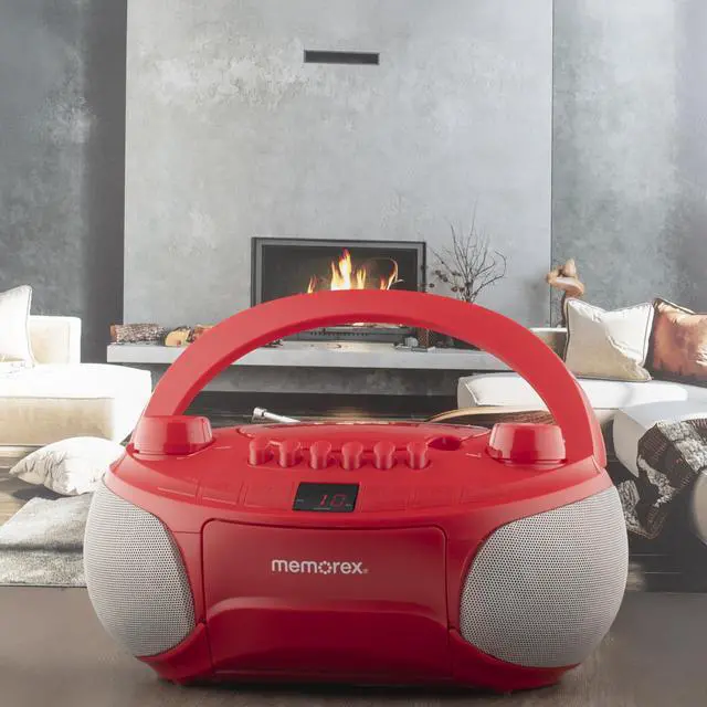 Alt view image 7 of 7 - AM/FM Top Loading Cassette CD Player | Portable Stereo with Programmable Memory | Auxiliary Input, Auto-Stop Deck and LED Display (Red)