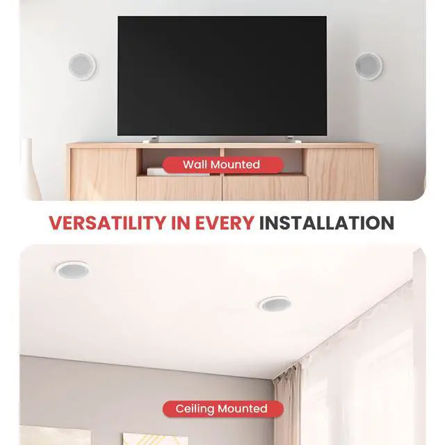 Alt view image 2 of 7 - PDIC61RD 6.5" 200W in-Ceiling/Wall Speaker System, 12 Pack 2-Way Flush Mount Home Audio Speakers, White