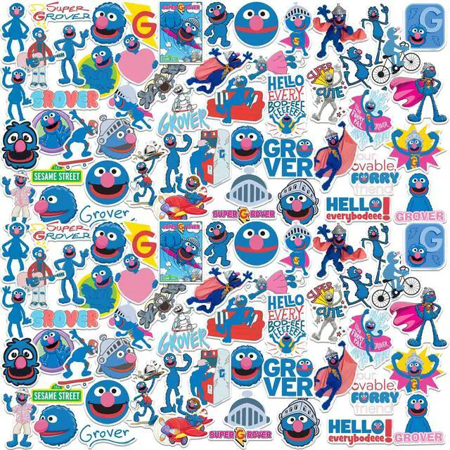 Main image of Sesame Street Grover 100 Vinyl Stickers Waterproof Die-Cut Decals Laptop