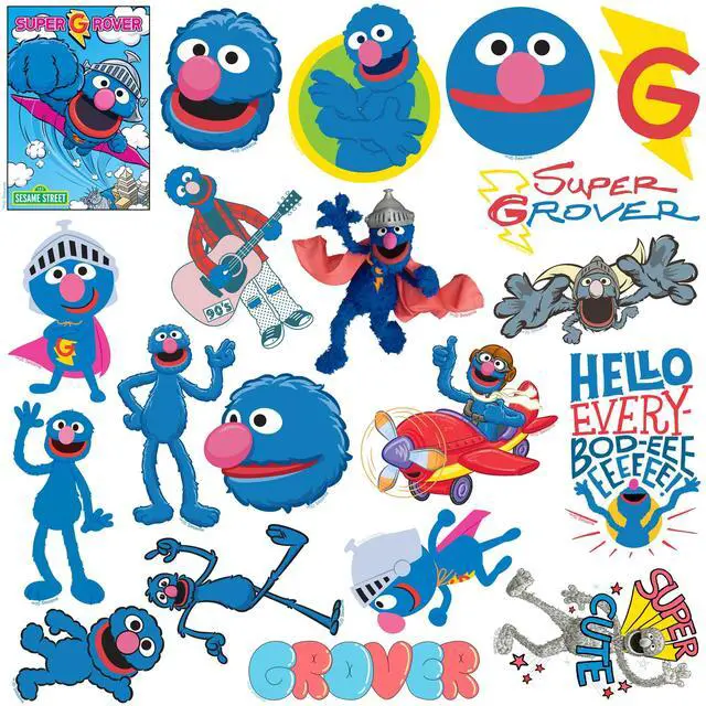 Alt view image 3 of 6 - Sesame Street Grover 100 Vinyl Stickers Waterproof Die-Cut Decals Laptop