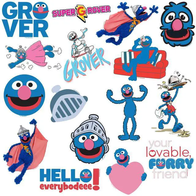 Alt view image 4 of 6 - Sesame Street Grover 100 Vinyl Stickers Waterproof Die-Cut Decals Laptop