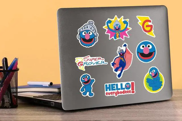 Alt view image 5 of 6 - Sesame Street Grover 100 Vinyl Stickers Waterproof Die-Cut Decals Laptop