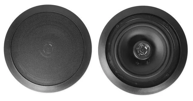 Alt view image 2 of 7 - HC655 Black Pair 6.5" in-Ceiling Home Speakers for Party, 6-Pack | 500W Peak / 160W RMS, 2-Way, 8-Ohm, Aimable Tweeters, Paintable Flush Grilles, Spring Terminals, 7.6" Cutout