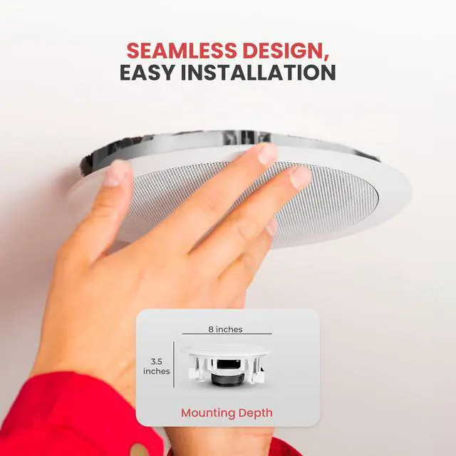 Alt view image 7 of 7 - PDIC61RD 6.5" 200W in-Ceiling/Wall Speaker System, 12 Pack 2-Way Flush Mount Home Audio Speakers, White