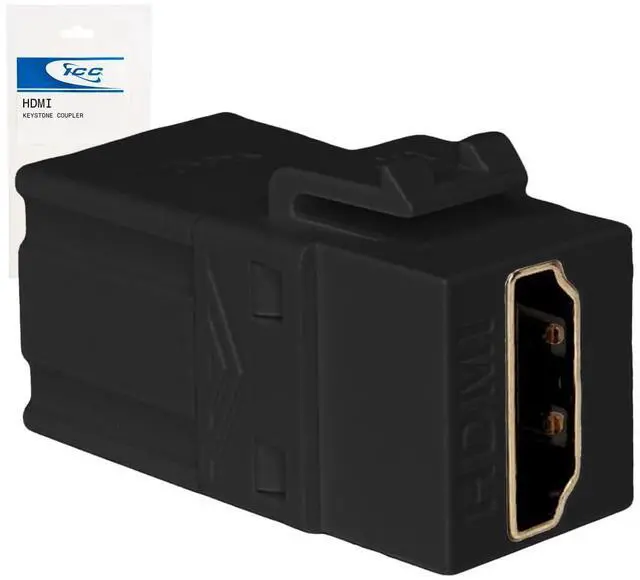 Main image of HDMI Keystone Jack 4K @ 60Hz, Female to Female HDMI Coupler, 180 Degree Insert for Wall Plate, HD Style, Black, Single