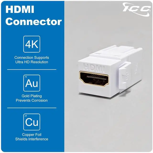 Alt view image 3 of 7 - HDMI Keystone Jack 4K @ 60Hz, Female to Female HDMI Coupler, 180 Degree Insert for Wall Plate, HD Style, Black, Single