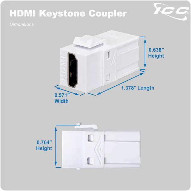 Alt view image 7 of 7 - HDMI Keystone Jack 4K @ 60Hz, Female to Female HDMI Coupler, 180 Degree Insert for Wall Plate, HD Style, Black, Single