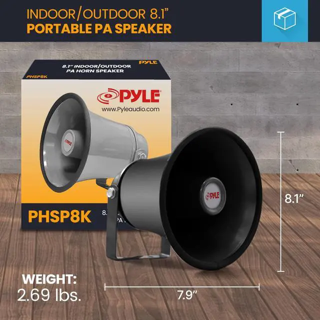Alt view image 2 of 7 - Indoor / Outdoor PA Horn Speaker - 8.1 Portable PA Speaker with 8 Ohms Impedance and 50 Watts Peak Power - Mounting Bracket and Hardware Included