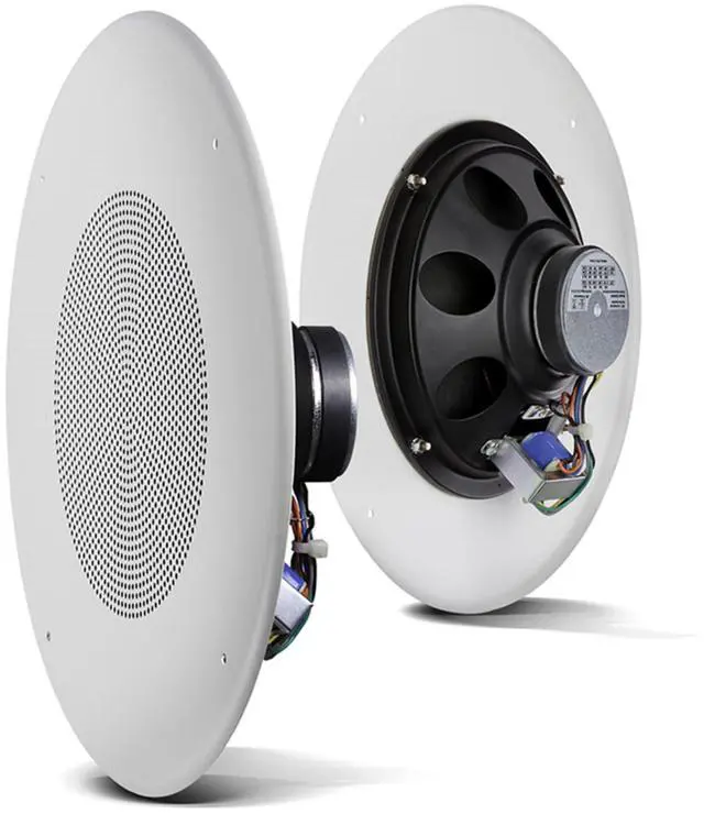 Alt view image 5 of 5 - Professional CSS8018 Commercial Series Round Ceiling Speaker, 8. 10-Watt Multi-Tap Transformer for 100V, 70V and 25V Distributed Lines. Single Speaker. White and Paintable