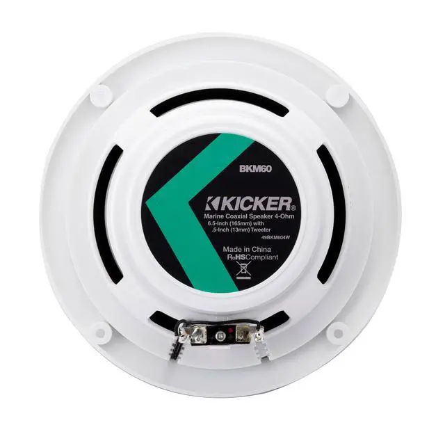 Alt view image 2 of 7 - BKM60 6.5" (165mm) Marine COAXIAL Speakers with 1/2" (13mm) TWEETERS, White, Bulk Pack, 4-OHM; RoHS Compliant - White - Single