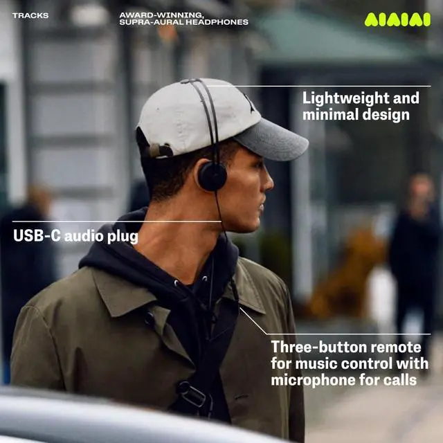 Alt view image 5 of 7 - Tracks Black USB-C Wired On-Ear Headphones with Mic, Tight Bass | Full-Spectrum Sound, 40mm drivers, detailed highs, USB-C, 3-button remote and mic, aluminium band, adjustable 2-color slider