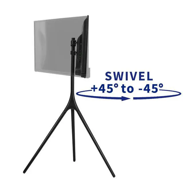 Alt view image 4 of 7 - Black Easel TV Stand for 45 to 65 inch Screens, STAND-TV65AB | Articulating Artistic Studio Display Stand, Adjustable TV Mount with Swivel, Tripod Base, Max VESA 600x400, Holds 77 lbs