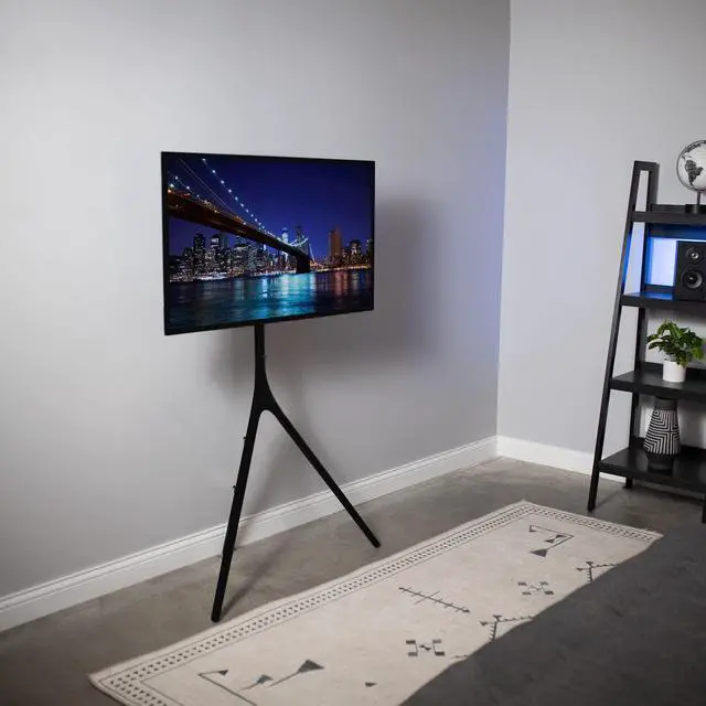 Alt view image 6 of 7 - Black Easel TV Stand for 45 to 65 inch Screens, STAND-TV65AB | Articulating Artistic Studio Display Stand, Adjustable TV Mount with Swivel, Tripod Base, Max VESA 600x400, Holds 77 lbs
