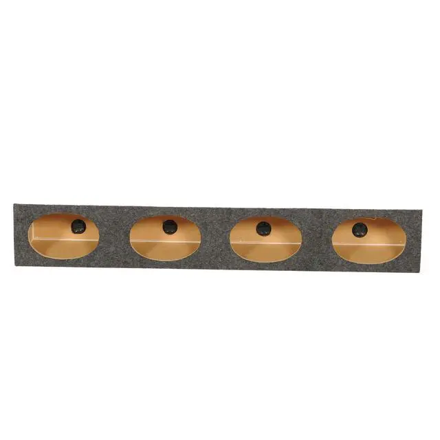 Alt view image 4 of 7 - Quad 6x9 Wedge Speaker Box, 4-Hole Sealed MDF Enclosure with Charcoal Carpet Finish, Universal Fit for Car Audio Installations