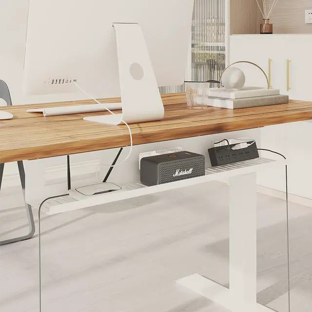Main image of Under Desk Cable Management for Office and Home - Standing Desk Metal Raceway Wires Tray (White)