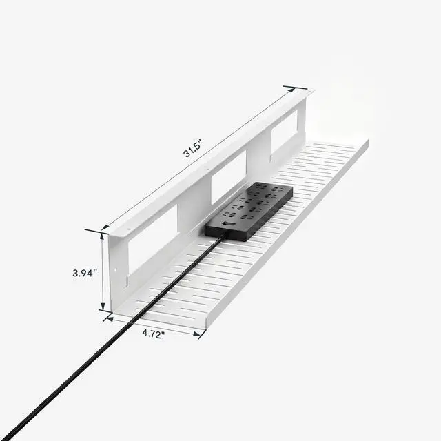 Alt view image 2 of 5 - Under Desk Cable Management for Office and Home - Standing Desk Metal Raceway Wires Tray (White)