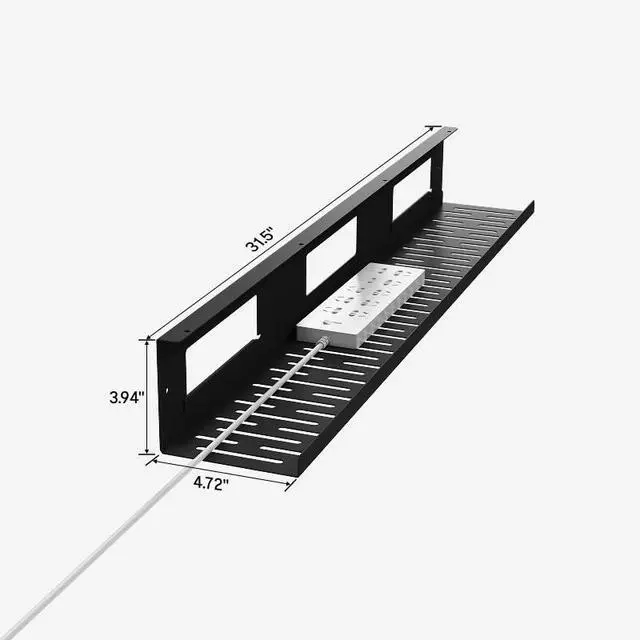 Alt view image 2 of 6 - Black Cable Tray Metal Raceway Wire Organizer Office Home Computer Cable Management for Standing Desk