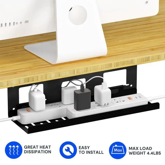 Alt view image 3 of 6 - Black Cable Tray Metal Raceway Wire Organizer Office Home Computer Cable Management for Standing Desk