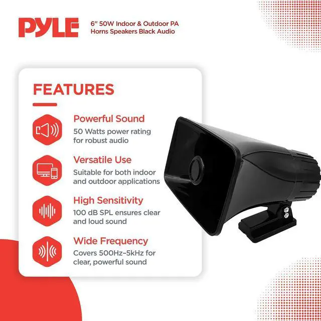 Alt view image 2 of 6 - 4 Pack 6" Portable PA Horn Speaker for Indoor/Outdoor Use, 65W Peak Power, Black