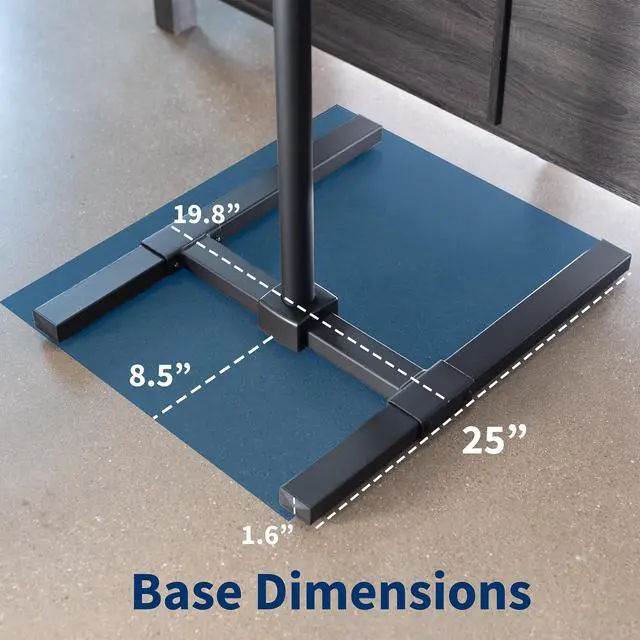 Alt view image 5 of 7 - TV Floor Stand for 13 to 50 inch Screens up to 44 lbs, LCD LED OLED 4K Smart Flat, Curved Monitor Panels, Max VESA 200x200, Extra Tall Pole for Treadmills and Ellipticals, Black, STAND-TV17