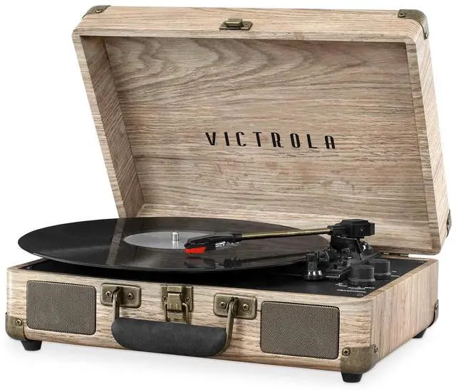 Main image of Journey - Bluetooth Suitcase Record Player - Oatmeal | Built-in stereo speakers, 3-speed turntable plays 7", 10" and 12" records, Bluetooth streaming, headphone jack