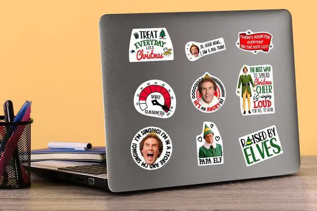 Alt view image 5 of 6 - Buddy the Elf Movie Doodle 100 Vinyl Stickers Waterproof Die-Cut Decals Car