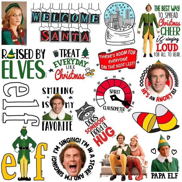 Alt view image 4 of 6 - Buddy the Elf Movie Doodle 100 Vinyl Stickers Waterproof Die-Cut Decals Car