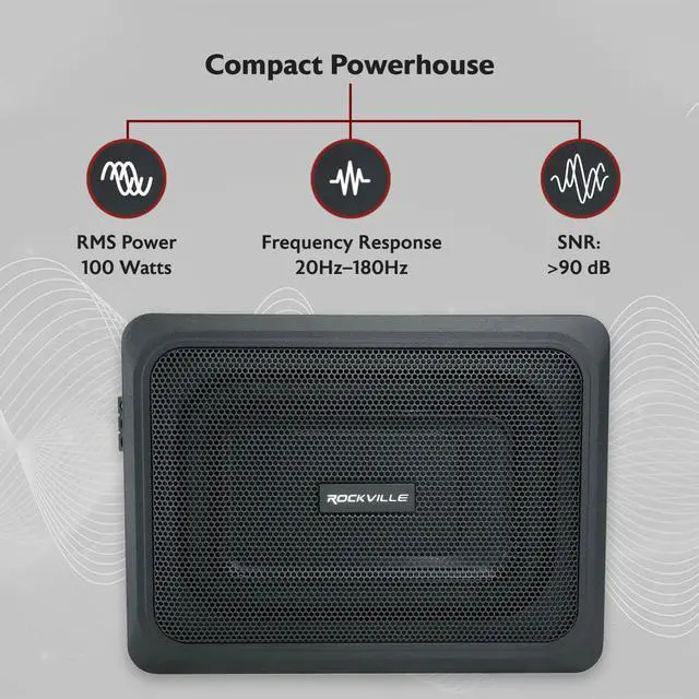 Alt view image 2 of 7 - RW68CA 6x8 Slim Under-Seat Active Powered Truck/Car Subwoofer | 400W Peak/100W RMS, Truck Compatible, Bass Knob, RCA & High Level Inputs, Low-Pass Filter, Phase Control, Aluminum Enclosure