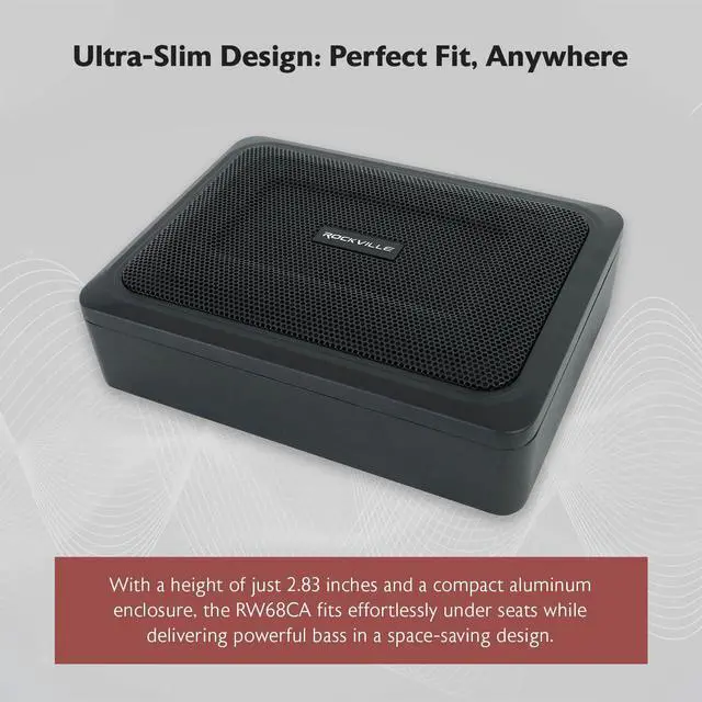 Alt view image 3 of 7 - RW68CA 6x8 Slim Under-Seat Active Powered Truck/Car Subwoofer | 400W Peak/100W RMS, Truck Compatible, Bass Knob, RCA & High Level Inputs, Low-Pass Filter, Phase Control, Aluminum Enclosure