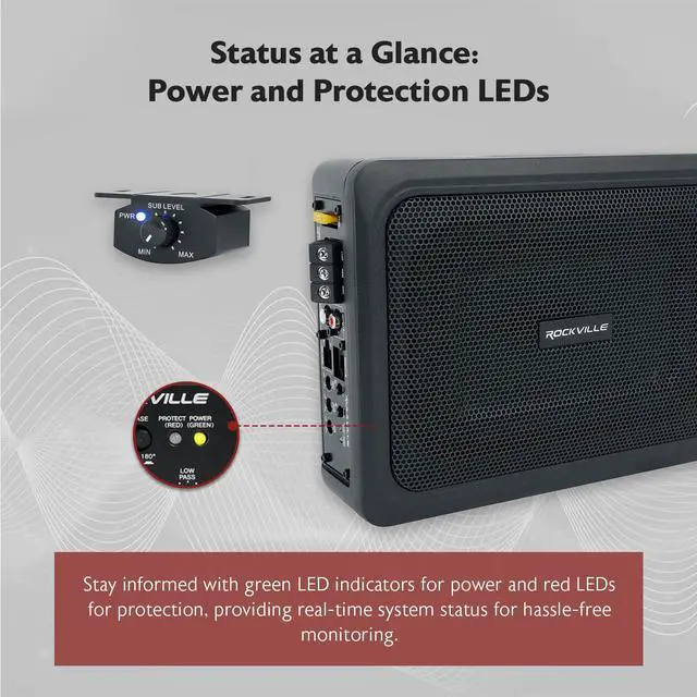 Alt view image 7 of 7 - RW68CA 6x8 Slim Under-Seat Active Powered Truck/Car Subwoofer | 400W Peak/100W RMS, Truck Compatible, Bass Knob, RCA & High Level Inputs, Low-Pass Filter, Phase Control, Aluminum Enclosure