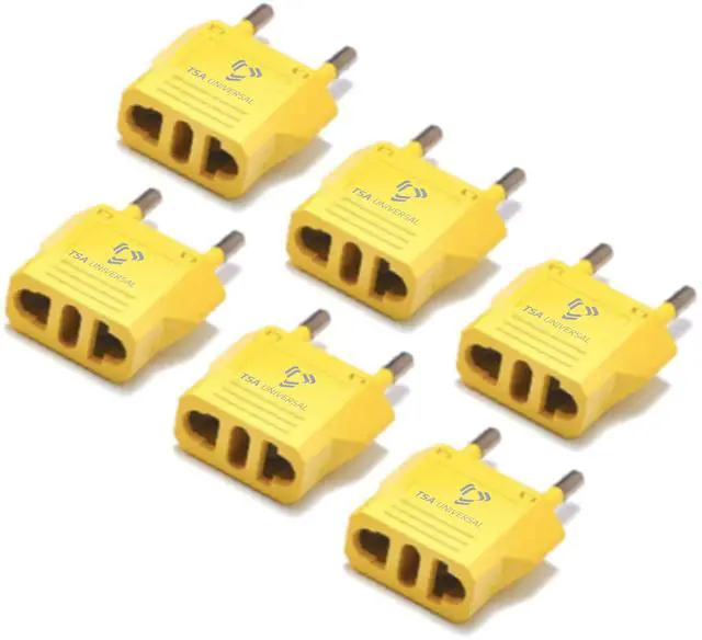 Main image of United States to Bulgaria Travel Power Adapter to Connect North American Electrical Plugs to Bulgarian Outlets for Cell Phones, Tablets, eReaders, and More (6-Pack, Yellow)