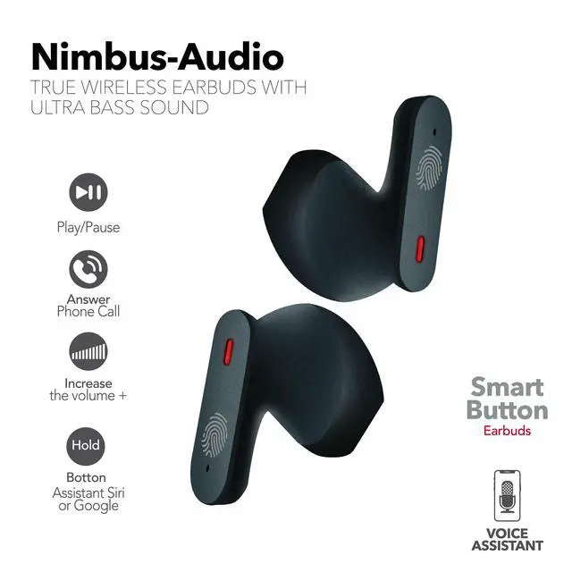 Alt view image 4 of 6 - Wave-78 True Wireless Earbuds, Bluetooth 5.2 Headphones with Microphone, Charging Case, 20H Playtime, Hi-Res Audio, Sweat Resistant, Compact in-Ear Design, Noise Cancelling, Black