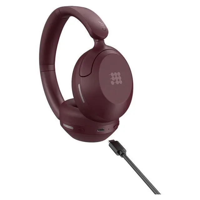 Alt view image 4 of 4 - Cubitt Power Headphones with Hybrid ANC | Bluetooth 5.4 Over-Ear Headphones with 60H Playtime, 4 Mics, Auto-Pause, Transparency Mode, Low Latency, Foldable Design, USB-C Fast Charging - Deep Burgundy