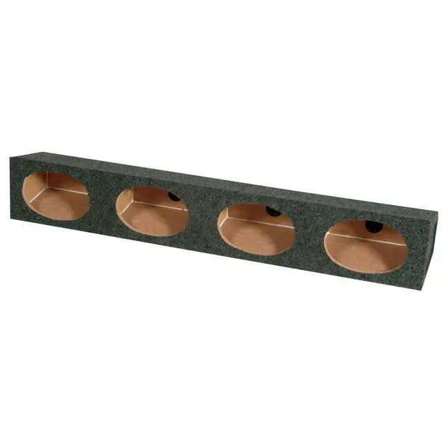 Alt view image 7 of 7 - Quad 6x9 Wedge Speaker Box, 4-Hole Sealed MDF Enclosure with Charcoal Carpet Finish, Universal Fit for Car Audio Installations