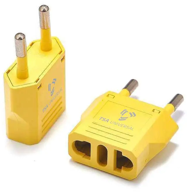 Main image of United States to Bulgaria Travel Power Adapter to Connect North American Electrical Plugs to Bulgarian Outlets for Cell Phones, Tablets, eReaders, and More (2-Pack, Yellow)